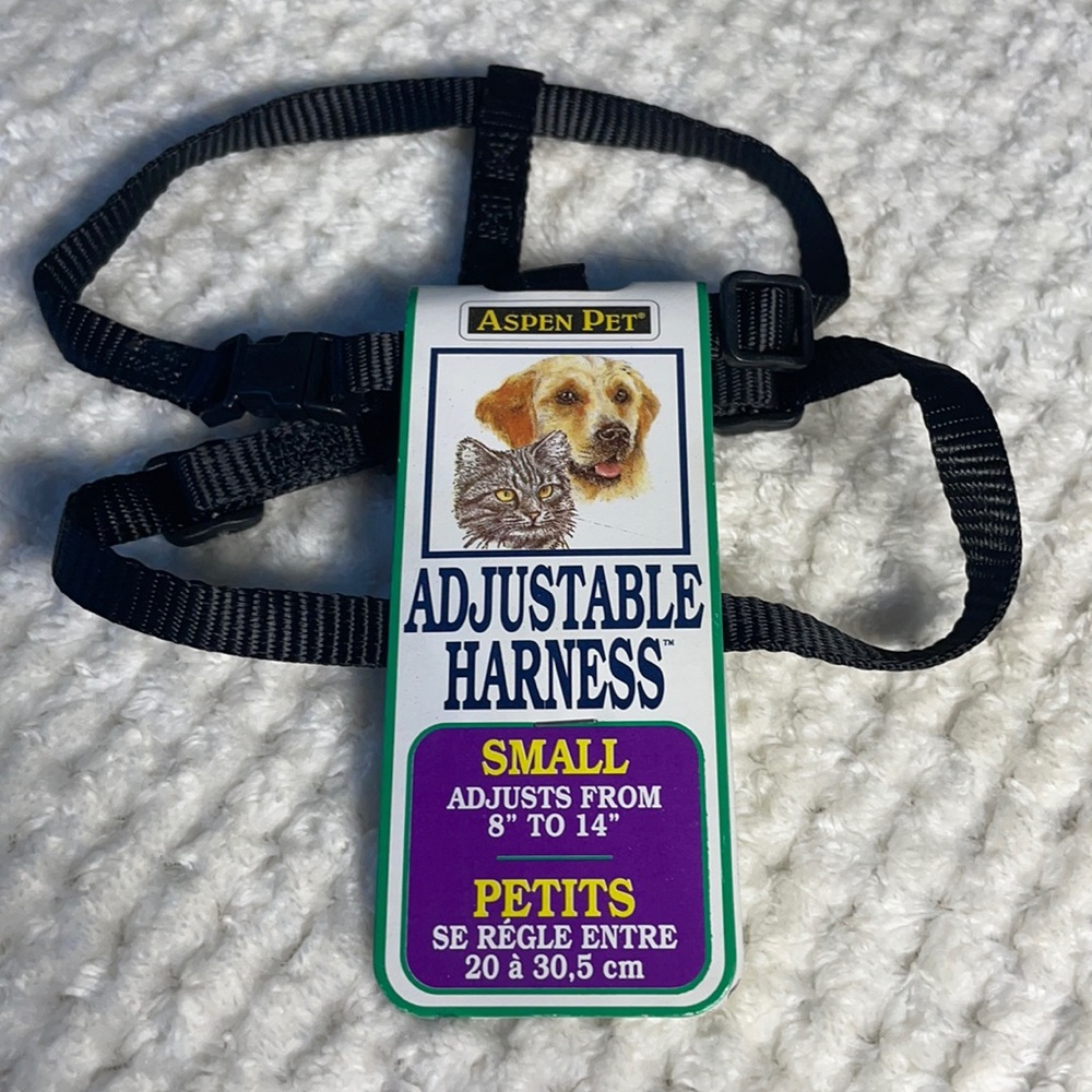 New, Adjustable Harness, Small, Black Nylon, Dog Collar, Puppy Collar